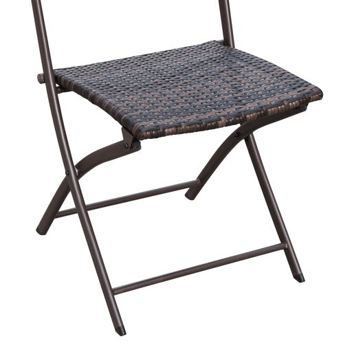 Outsunny Conjunto de Mesa e 2 Cadeiras Móveis Ratan para Jardím Exterior Pátio Terraço Dobrável Estrutura Aço
