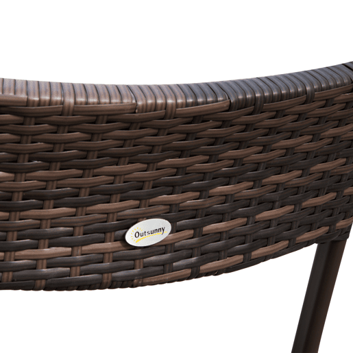 Outsunny Conjunto de Mesa e 2 Cadeiras Móveis Ratan para Jardím Exterior Pátio Terraço Dobrável Estrutura Aço