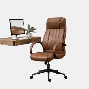 Vinsetto Cadeira de Escritório Ergonômica Cadeira de Escritório Giratória com Altura Ajustável Apoio para a Cabeça Apoio para o Braço e Encosto Acolchoado 61,5x52,5x118-126cm Marrom