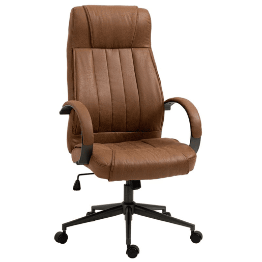 Vinsetto Cadeira de Escritório Ergonômica Cadeira de Escritório Giratória com Altura Ajustável Apoio para a Cabeça Apoio para o Braço e Encosto Acolchoado 61,5x52,5x118-126cm Marrom