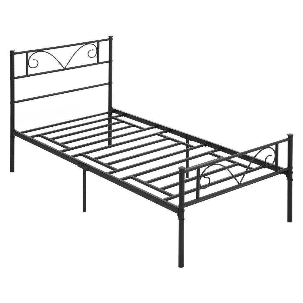 Homcom marco de cama individual de metal 31 cm para colchón 90x190 cm con cabecera forma de mariposa estructura de cama con espacio bajo de