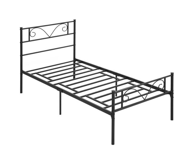Homcom marco de cama individual de metal 31 cm para colchón 90x190 cm con cabecera forma de mariposa estructura de cama con espacio bajo de