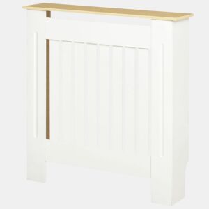 HOMCOM Cobertura Radiador 78x19x83cm Cobertura Radiador de MDF e Melamina de Madeira com Dispositivo Anti-Rolamento Desenho Moderno para Sala de Estar Dormitório Branco