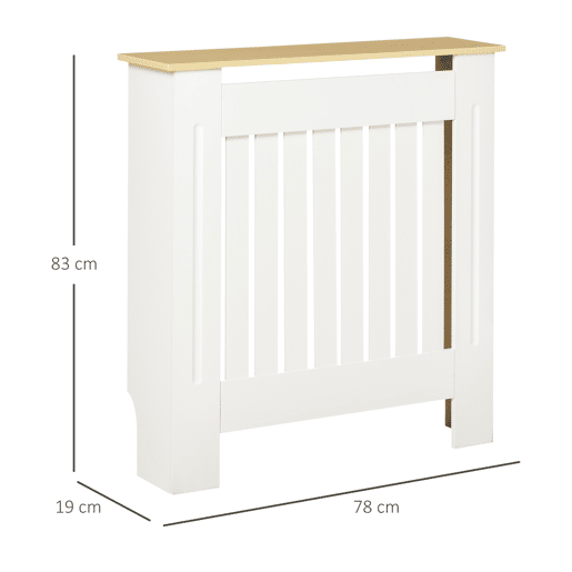 HOMCOM Cobertura Radiador 78x19x83cm Cobertura Radiador de MDF e Melamina de Madeira com Dispositivo Anti-Rolamento Desenho Moderno para Sala de Estar Dormitório Branco