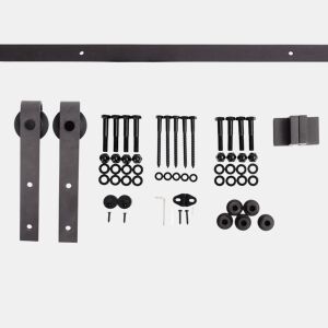 HomCom Kit de Instalação de Calha para Porta de Correr sem Obra - Cor Castanho - Aço Carbono u2013 200 x 4 x 0,6 cm