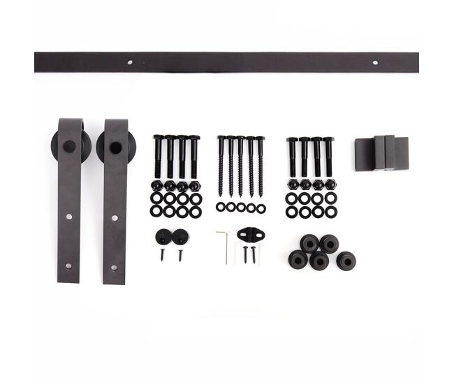 Homcom 200 cm herraje para puerta corredera de madera kit de accesorios guía de riel con tornillos carga máx. 90 kg acero al carbono marrón
