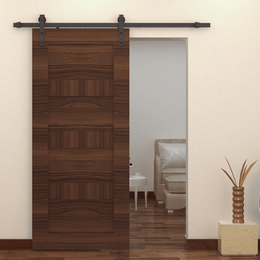 HomCom Kit de Instalação de Calha para Porta de Correr sem Obra - Cor Castanho - Aço Carbono u2013 200 x 4 x 0,6 cm