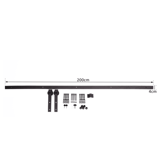 HomCom Kit de Instalação de Calha para Porta de Correr sem Obra - Cor Castanho - Aço Carbono u2013 200 x 4 x 0,6 cm