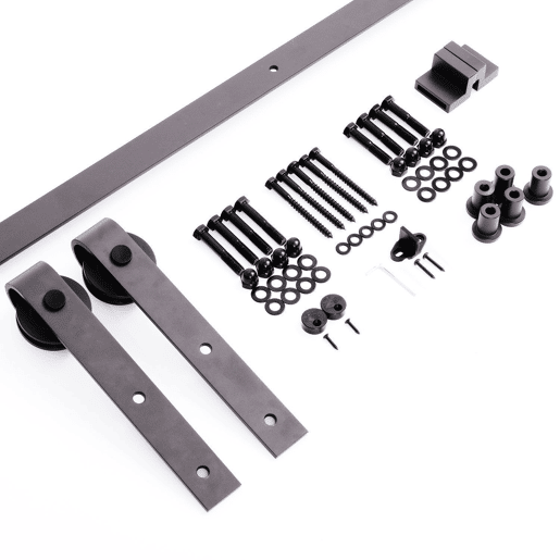 HomCom Kit de Instalação de Calha para Porta de Correr sem Obra - Cor Castanho - Aço Carbono u2013 200 x 4 x 0,6 cm