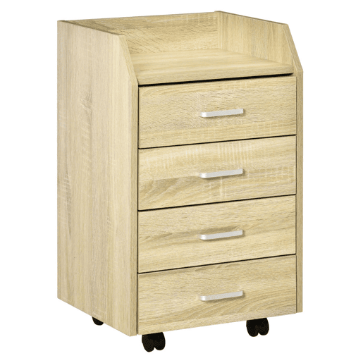 Vinsetto Gaveteiro de Escritório com Rodas, Gavetas de Escritório com 4 Gavetas, Arquivador Móvel para Escritório, Sala, para Debaixo da Mesa, 40x36x65 cm, Natural Vinsetto Gaveteiro de Escritório com Rodas, Gavetas de Escritório com 4 Gavetas, Arquivador Móvel para Escritório, Sala, para Debaixo da Mesa, 40x36x65 cm, Natural