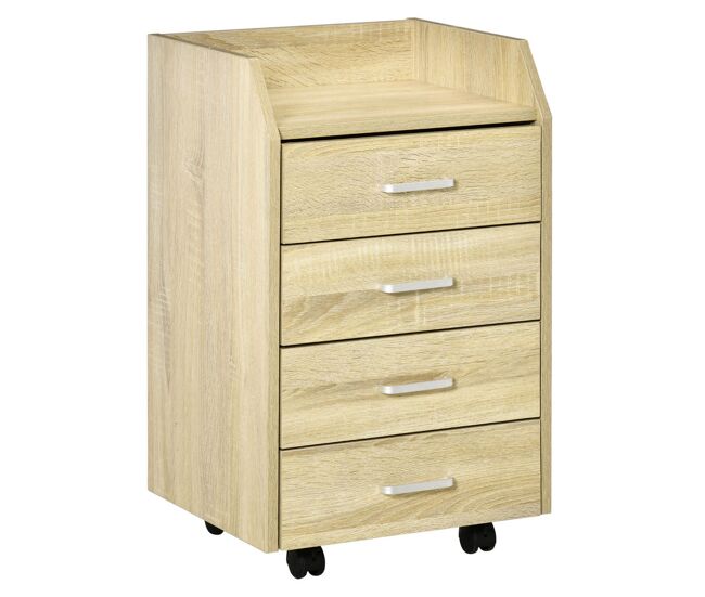 Vinsetto cajonera de escritorio con ruedas, cajonera de oficina con 4 cajones, archivador móvil para estudio, salón, para debajo del escritorio,