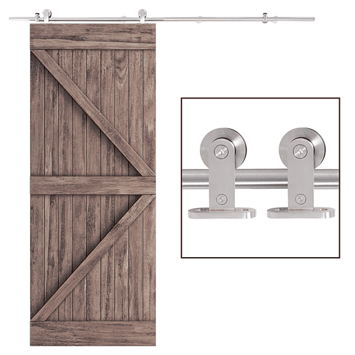 HOMCOM Ferragens para Porta Corredeira Kit de Acessórios para Porta Corredeira com Trilho de Aço Inoxidável Ø2,5x200cm Prata