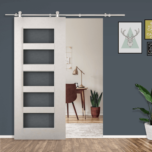 HOMCOM Ferragens para Porta Corredeira Kit de Acessórios para Porta Corredeira com Trilho de Aço Inoxidável Ø2,5x200cm Prata