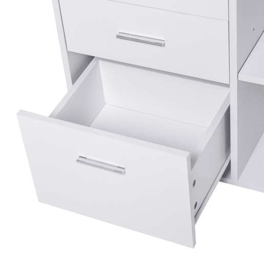 HOMCOM Armário de Escritório para Impressora Multifuncional com 3 Gavetas Prateleira Ajustável e Rodas 80x40x65cm Branco