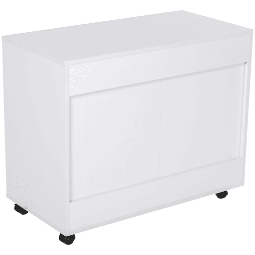 HOMCOM Armário de Escritório para Impressora Multifuncional com 3 Gavetas Prateleira Ajustável e Rodas 80x40x65cm Branco