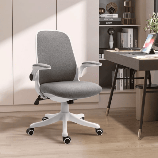 Vinsetto Cadeira de Escritório Giratória Função de Inclinação Altura Ajustável Ergonômica com Apoio de Braço Elevavel Carga 120 kg 62,5x60x94-104cm Cinza