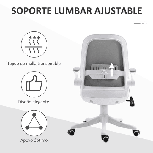 Vinsetto Cadeira de Escritório Giratória Função de Inclinação Altura Ajustável Ergonômica com Apoio de Braço Elevavel Carga 120 kg 62,5x60x94-104cm Cinza