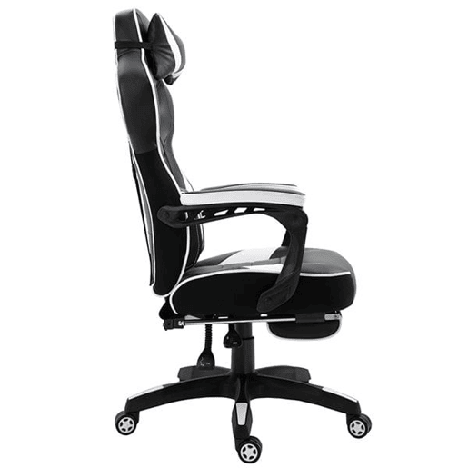 Vinsetto Cadeira de escritorio gaming ergonômica Altura ajustável Reclinável Encosto com apoio para pés Encosto de cabeça Almofada lombar Rodas 65x70x118,5-126,5 cm Branco e Preto