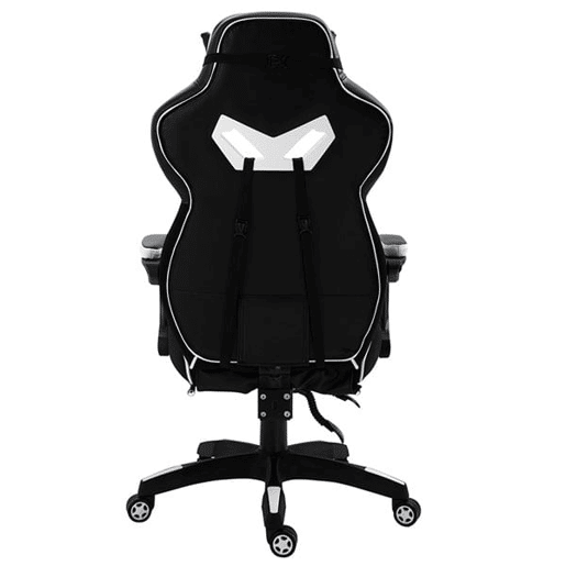 Vinsetto Cadeira de escritorio gaming ergonômica Altura ajustável Reclinável Encosto com apoio para pés Encosto de cabeça Almofada lombar Rodas 65x70x118,5-126,5 cm Branco e Preto