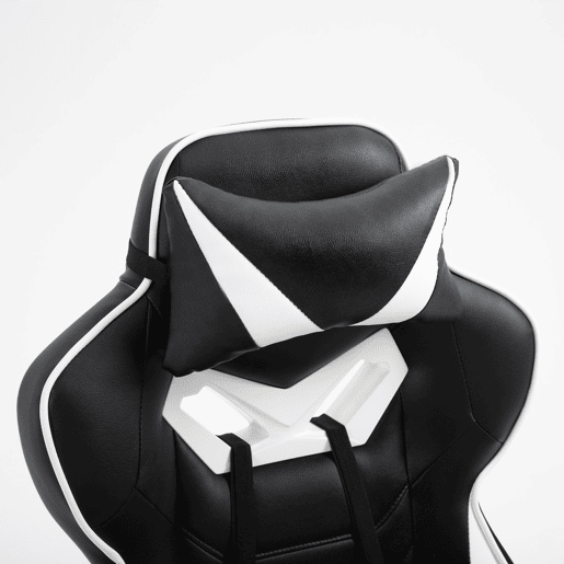 Vinsetto Cadeira de escritorio gaming ergonômica Altura ajustável Reclinável Encosto com apoio para pés Encosto de cabeça Almofada lombar Rodas 65x70x118,5-126,5 cm Branco e Preto