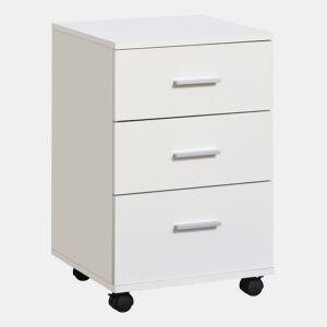 Vinsetto Bloco de Gavetas para Escritório Móvel de Arquivos com 3 Gavetas 4 Rodas e Fechadura com 2 Chaves para Escritório Secretária Casa 40x40x61,5 cm Branco