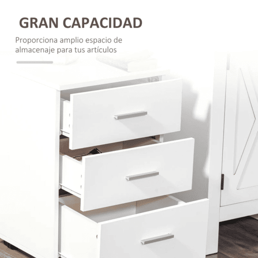 Vinsetto Bloco de Gavetas para Escritório Móvel de Arquivos com 3 Gavetas 4 Rodas e Fechadura com 2 Chaves para Escritório Secretária Casa 40x40x61,5 cm Branco