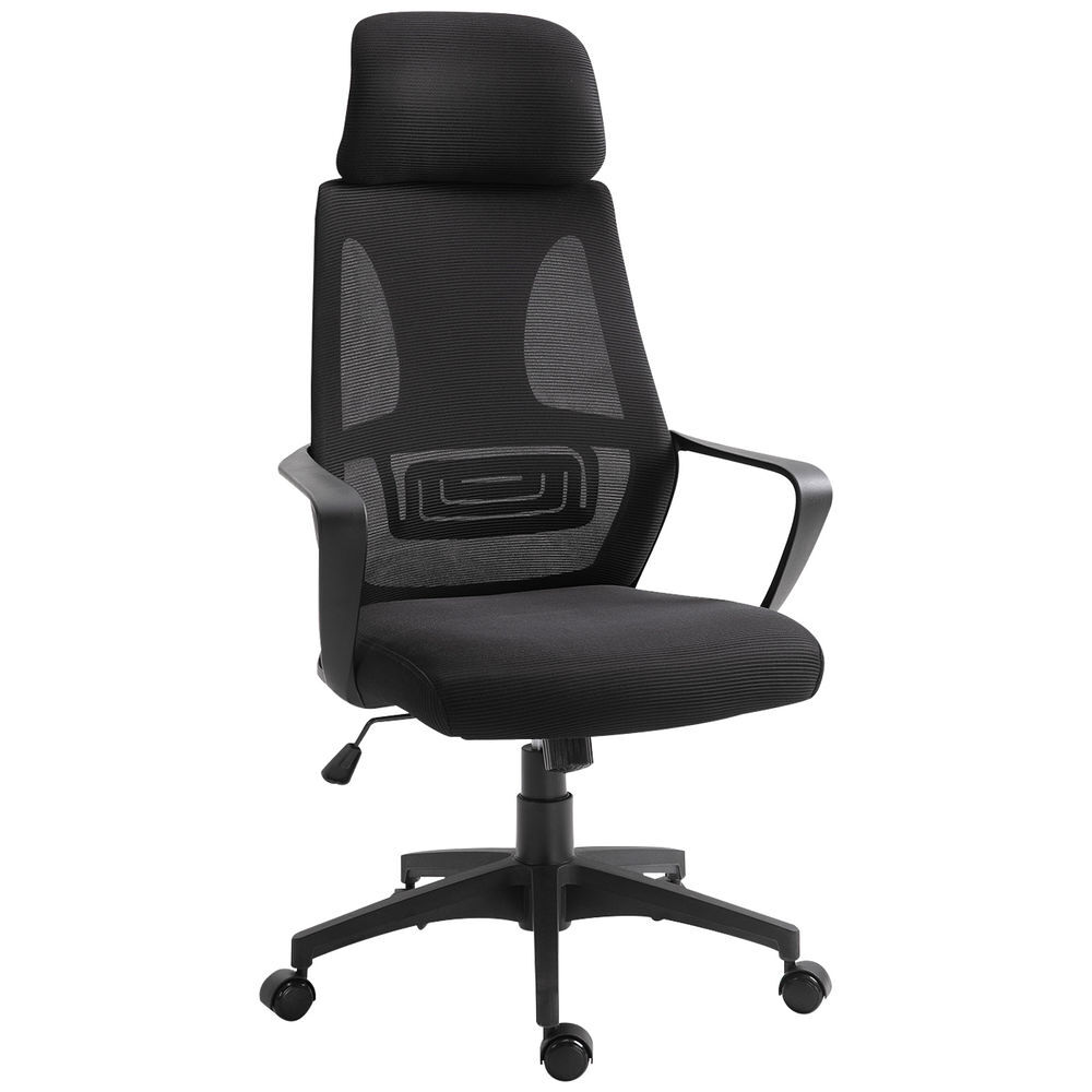 Vinsetto silla de oficina silla de escritorio ajustable con respaldo reposabrazos reposacabezas ruedas soporte lumbar y función basculante carga 120