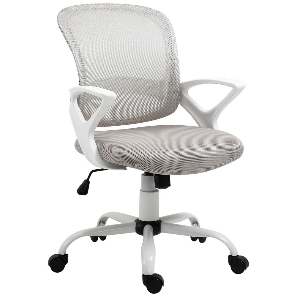 Vinsetto silla de oficina silla de escritorio de malla transpirable basculante con altura ajustable asiento giratorio 360° y soporte lumbar 61x61x89-99 cm gris