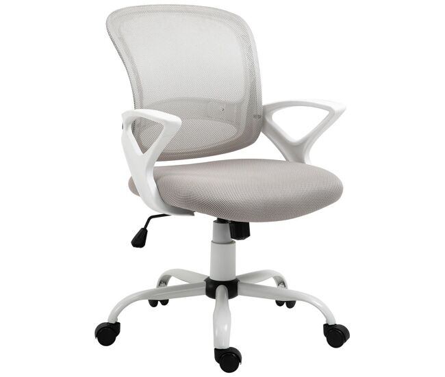 Vinsetto silla de oficina silla de escritorio de malla transpirable basculante con altura ajustable asiento giratorio 360° y soporte lumbar 61x61x89-99 cm gris