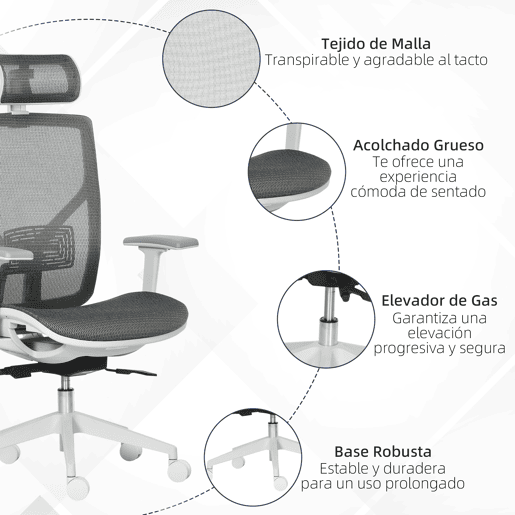 Vinsetto Cadeira de Escritório Giratória Cadeira de Escritório com Altura Ajustável Apoio para os Braços Apoio para a Cabeça e Suporte Lombar Reguláveis Encosto Alto 67x65x120-128cm Cinza