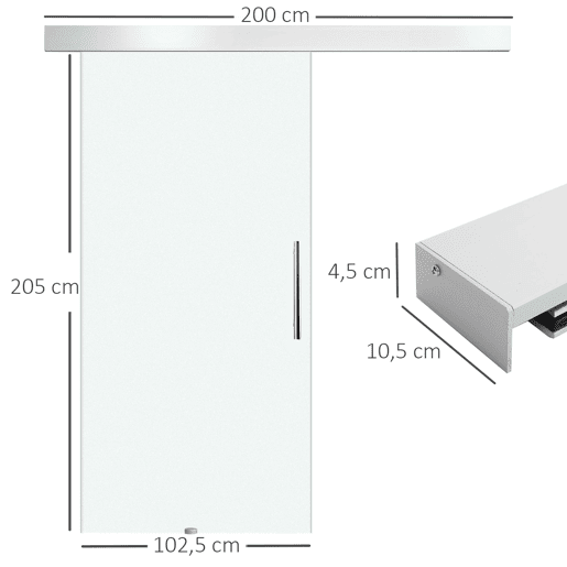 HOMCOM Porta de Correr de Vidro 102,5x205 cm Porta de Correr de Vidro com Trilho TranslĂșcida HOMCOM Porta de Correr de Vidro 102,5x205 cm Porta de Correr de Vidro com Trilho TranslĂșcida