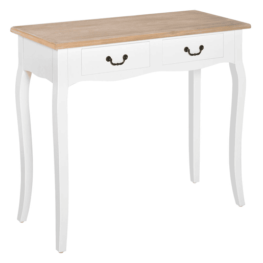 HOMCOM Mesa Consola Mesa Auxiliar com 2 Gavetas para Entrada Corredor Sala de Estar 87x34x78,5cm Branco e Madeira