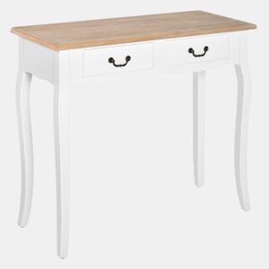 HOMCOM Mesa Consola Mesa Auxiliar com 2 Gavetas para Entrada Corredor Sala de Estar 87x34x78,5cm Branco e Madeira