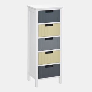 HOMCOM Cómoda de Madeira com 5 Gavetas Cómoda Auxiliar de Armazenamento com Pés Elevados Estilo Moderno para Dormitório Sala de Estar Casa de Banho 35x28x90,5cm Multicor