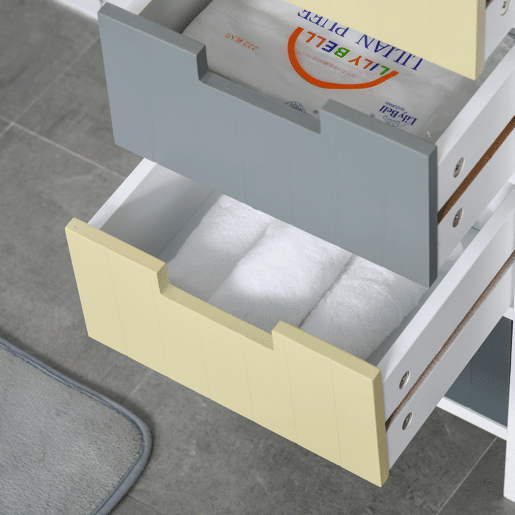 HOMCOM Cómoda de Madeira com 5 Gavetas Cómoda Auxiliar de Armazenamento com Pés Elevados Estilo Moderno para Dormitório Sala de Estar Casa de Banho 35x28x90,5cm Multicor