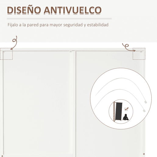 HOMCOM Armário Roupeiro de 2 Portas com Espelho 3 Gavetas Prateleiras Ajustáveis e Barra para Pendurar Incluida Roupeiro para Dormitório 80x50x180cm Branco