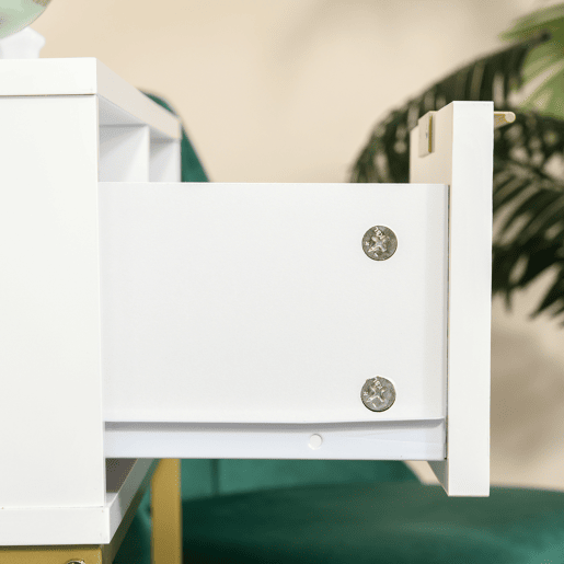 HOMCOM Mesa de console com gaveta e prateleira aberta Estilo moderno Móveis de Corredor para corredor Sala de estar 80x30x80,5 cm Ouro branco
