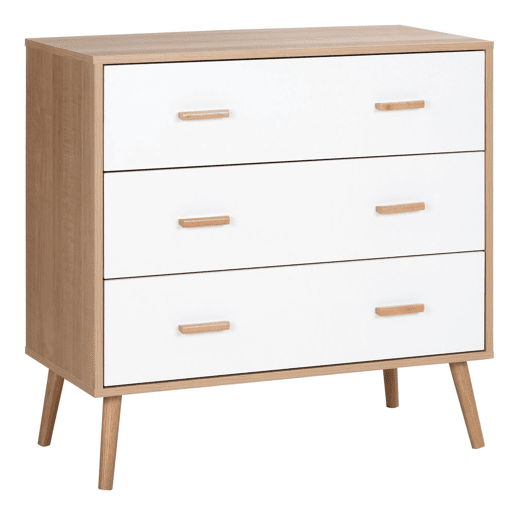 HOMCOM Cómoda de Madeira com 3 Gavetas Armário Auxiliar de Armazenamento Moderna com Pés Elevados para Dormitório Sala de Estar 80x39x80cm Branco e Madeira Natural HOMCOM Cómoda de Madeira com 3 Gavetas Armário Auxiliar de Armazenamento Moderna com Pés Elevados para Dormitório Sala de Estar 80x39x80cm Branco e Madeira Natural
