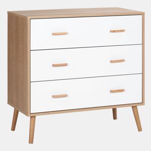 HOMCOM Cómoda de Madeira com 3 Gavetas Armário Auxiliar de Armazenamento Moderna com Pés Elevados para Dormitório Sala de Estar 80x39x80cm Branco e Madeira Natural