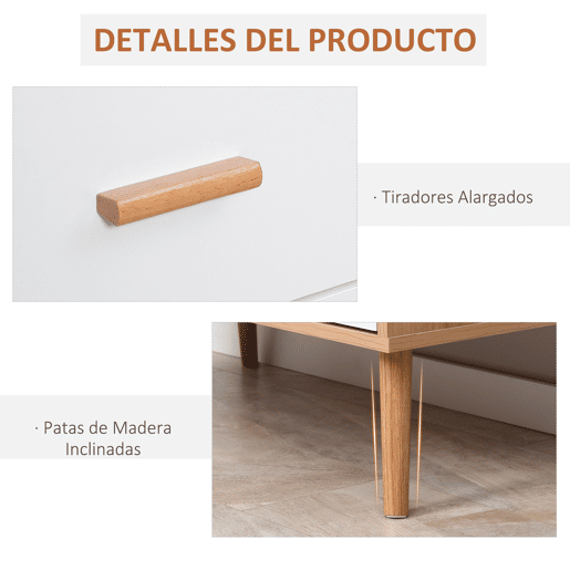 HOMCOM Cómoda de Madeira com 3 Gavetas Armário Auxiliar de Armazenamento Moderna com Pés Elevados para Dormitório Sala de Estar 80x39x80cm Branco e Madeira Natural HOMCOM Cómoda de Madeira com 3 Gavetas Armário Auxiliar de Armazenamento Moderna com Pés Elevados para Dormitório Sala de Estar 80x39x80cm Branco e Madeira Natural