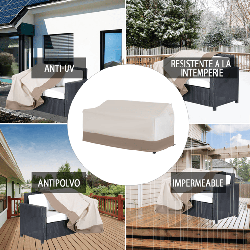 Outsunny Capa Protetora para Móveis de Jardim 152x87x59-79 cm Cobertura de Móveis Mesas Exterior Tecido Oxford 600D Impermeável com Fivela para Pátio Terraço Bege e Creme