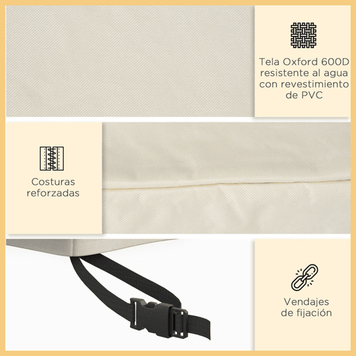 Outsunny Capa Protetora para Móveis de Jardim Cobertura de Móveis de Tecido Oxford 600D Impermeável para Sofás Bancos 218x111x63-101 cm Bege