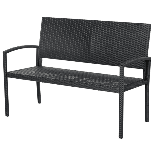 Outsunny Banco de jardim 2 lugares Mobília de jardim ao ar livre Terraço 2 lugares Rattan sintético Carga 320kg 122x60x85 cm Estrutura de aço