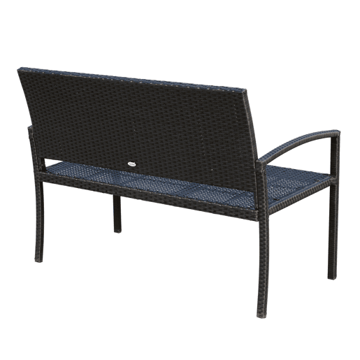 Outsunny Banco de jardim 2 lugares Mobília de jardim ao ar livre Terraço 2 lugares Rattan sintético Carga 320kg 122x60x85 cm Estrutura de aço
