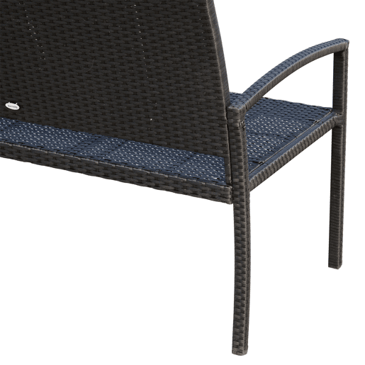 Outsunny Banco de jardim 2 lugares Mobília de jardim ao ar livre Terraço 2 lugares Rattan sintético Carga 320kg 122x60x85 cm Estrutura de aço