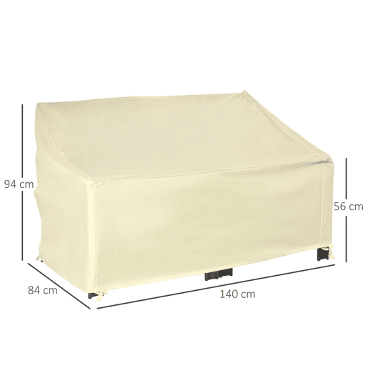 Outsunny Capa Protetora para Banco 2 Lugares Capa Protetora de Móveis Impermeável Exterior Jardim Proteção contra Chuva e Sol 140x84x5694cm Creme