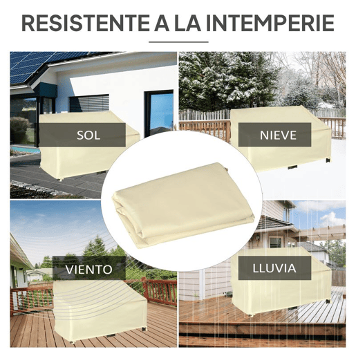 Outsunny Capa Protetora para Banco 2 Lugares Capa Protetora de Móveis Impermeável Exterior Jardim Proteção contra Chuva e Sol 140x84x5694cm Creme