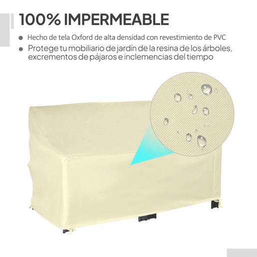 Outsunny Capa Protetora para Banco 2 Lugares Capa Protetora de Móveis Impermeável Exterior Jardim Proteção contra Chuva e Sol 140x84x5694cm Creme