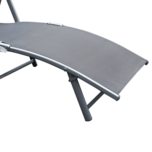 Outsunny Espreguiçadeira Dobrável de Jardim com Encosto Ajustável em 7 Posições Apoio para a Cabeça para Terraço Piscina Exterior Carga Máxima 165kg 137x63,5x100,5cm Cinza