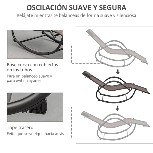 Outsunny Espreguiçadeira de Exterior com Apoio para os Braços e Efeito de Vime para Jardim Terraço Pátio Carga Máxima 160kg 61x160x79cm Marrom